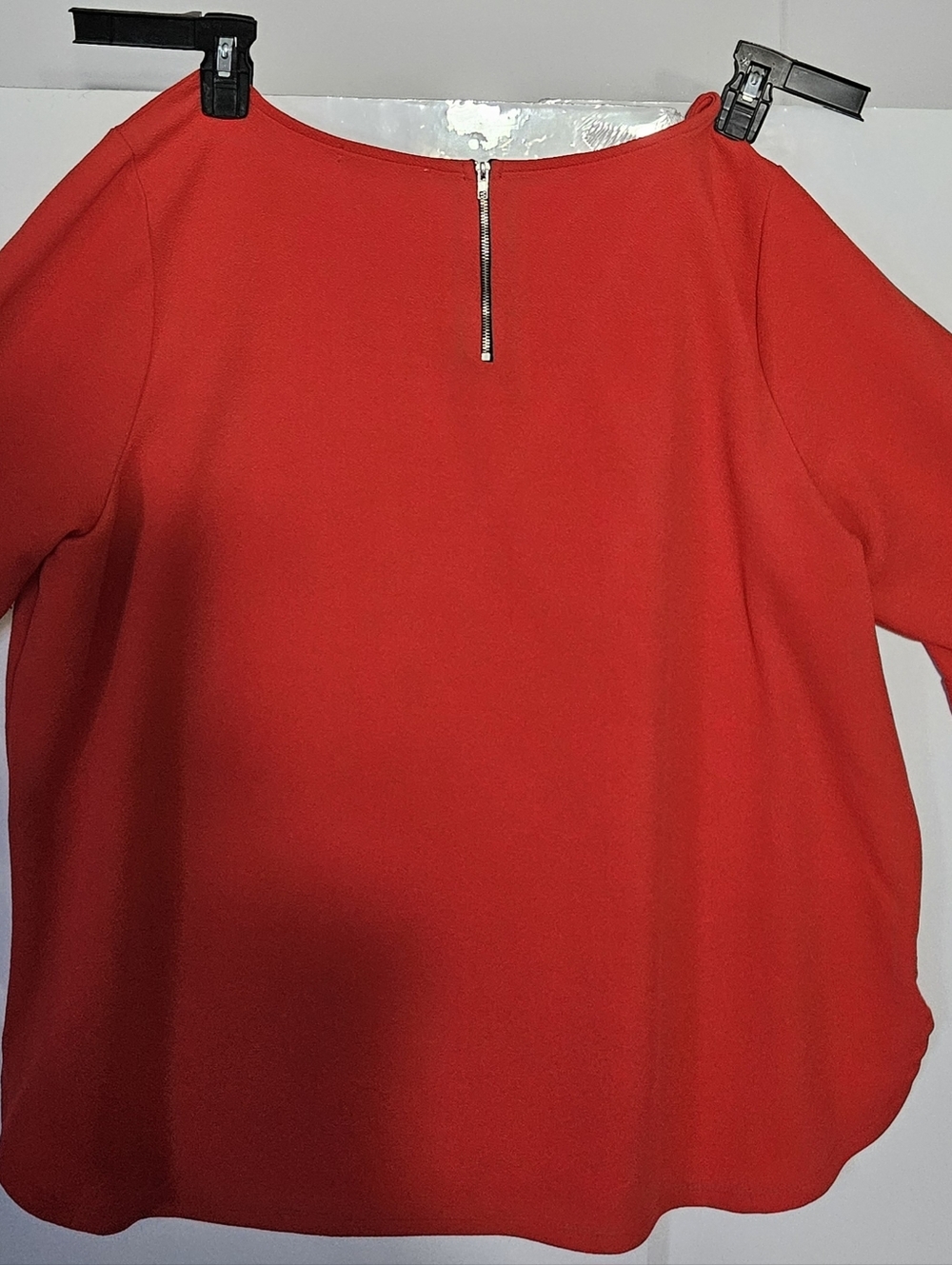 Green Envelope Bell Sleeve 3/4 Sleeve Top 2X Red Burgundy Gold Zipper On Back - Picture 4 of 7